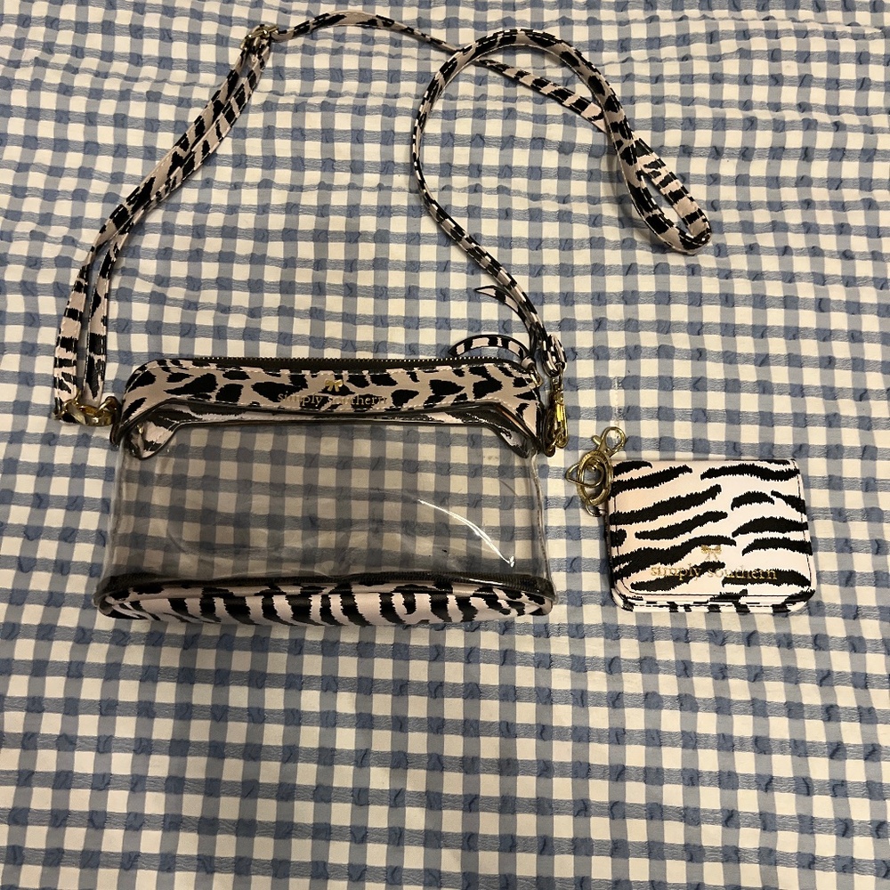 Simply Southern leopard/zebra clear bag with matching wallet